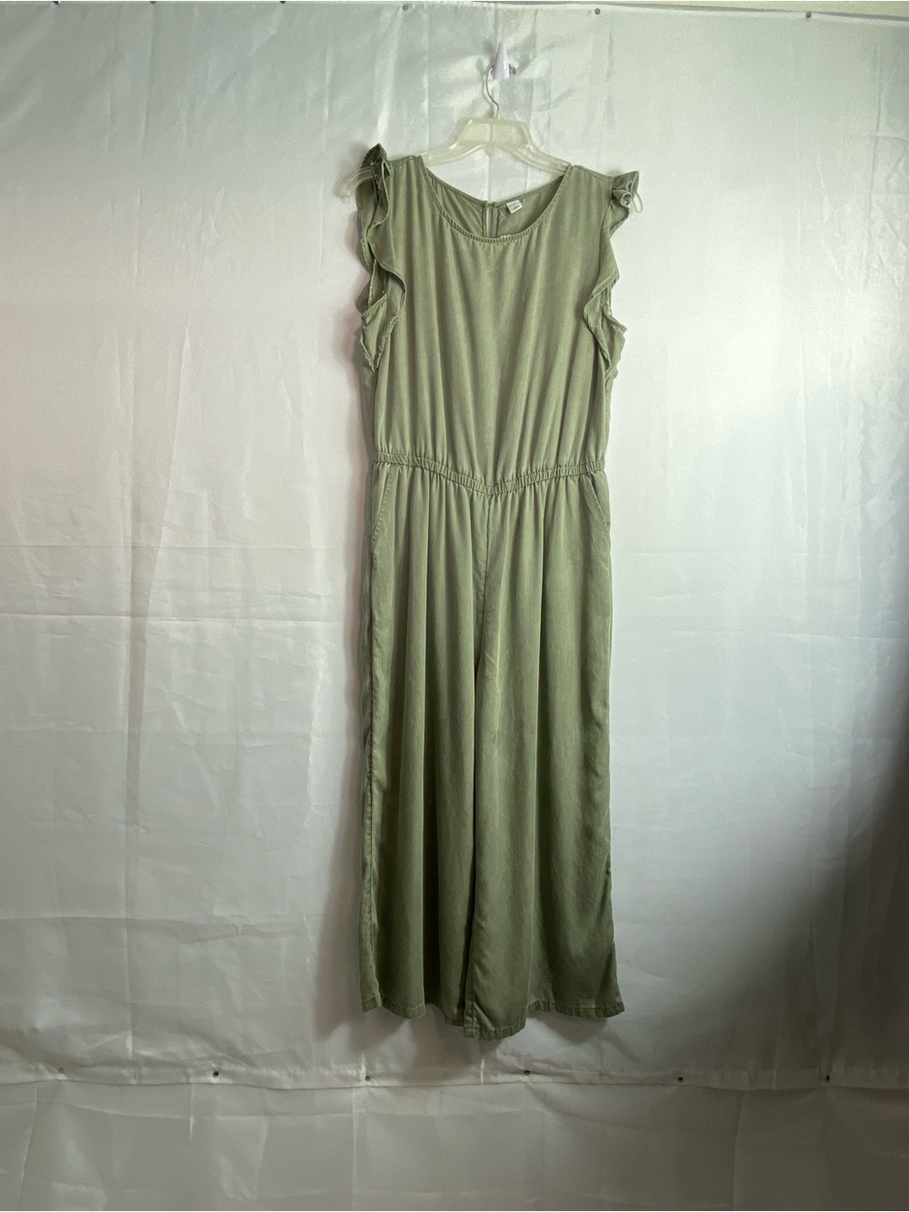 Old Navy Sage Green Sleeveless Ruffle-Jumpsuit